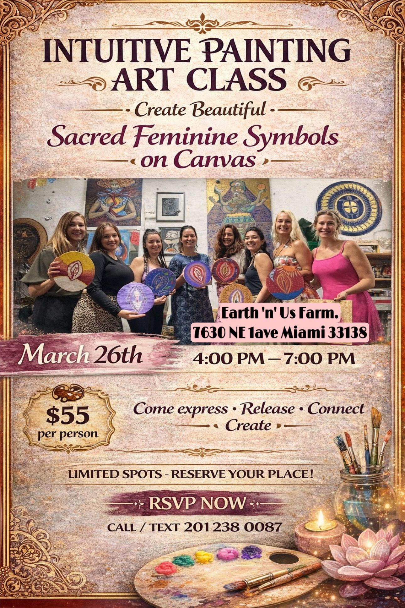 Intuitive Painting Workshop Sacred Yoni Art on Canvas March 26