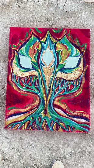 Tree Of Light — painting details and mirror reflections