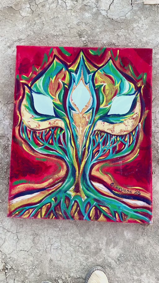 Tree Of Light — painting details and mirror reflections
