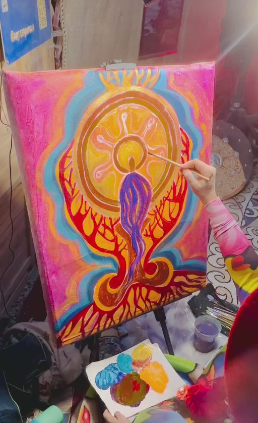 Gamayuna creating Tengri’s Golden Tree live in the Kazakh yurt