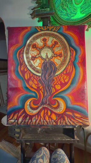 Tengri’s Golden Tree — finished painting and gold leaf details