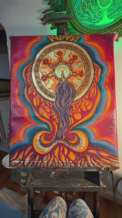 Tengri’s Golden Tree — finished painting and gold leaf details