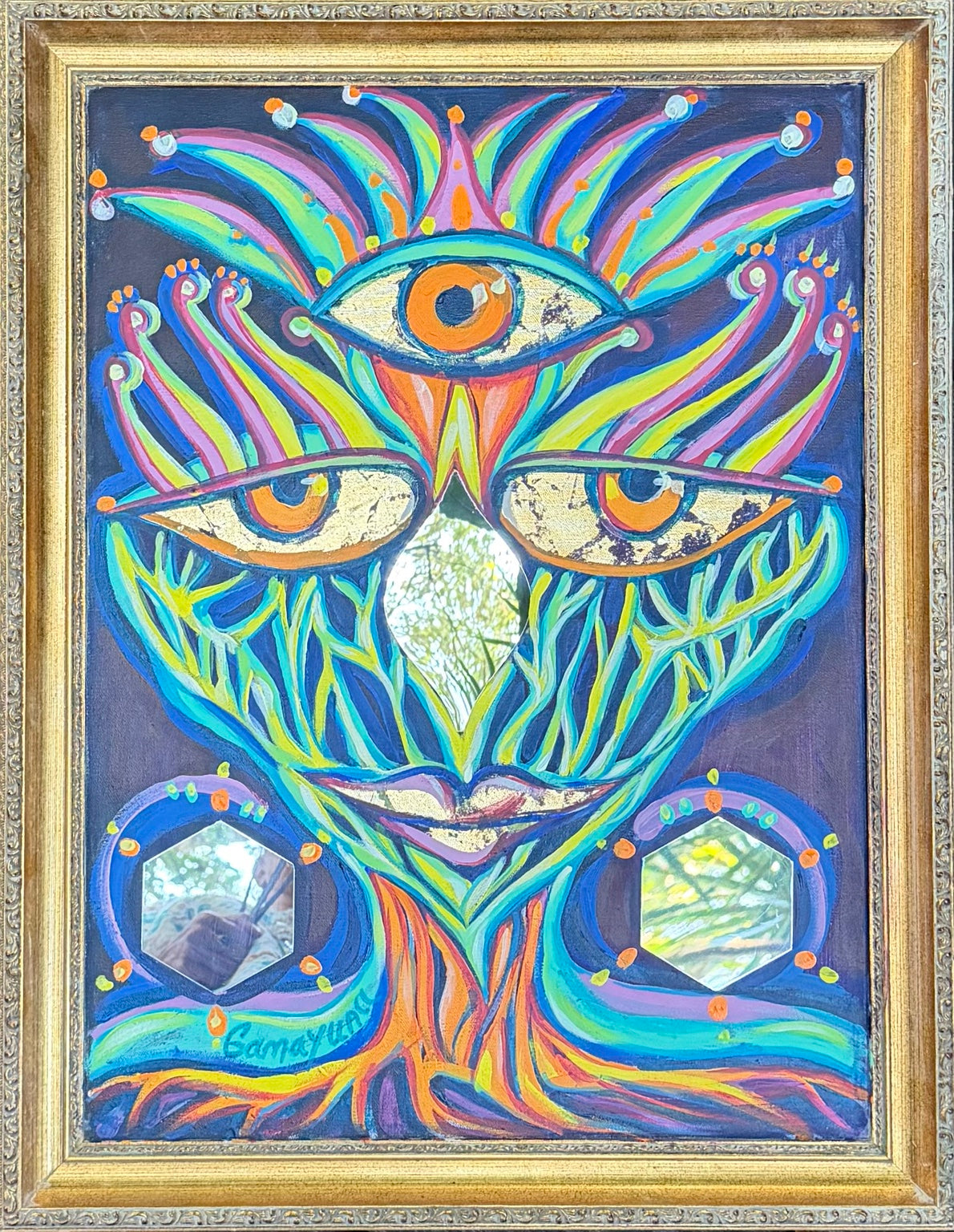 Gamayuna painting Tree of Joy live at Pink Mammoth, Burning Man 2026
